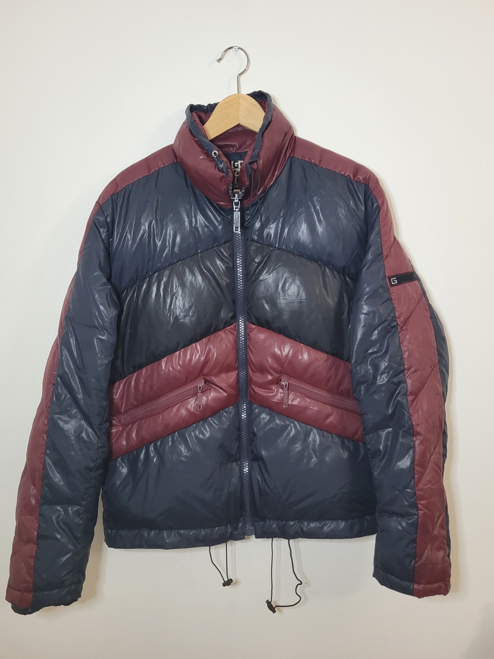 Gazzarrini Two-Tone Quilted Puffer Jacket in Navy and Burgundy